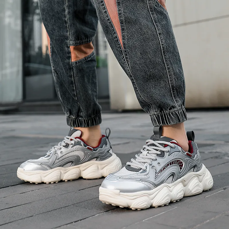 K bird Shock Absorbers With Slip Resistant And Abrasion Resistant Properties Low Top Chunky Sneakers Men's-5