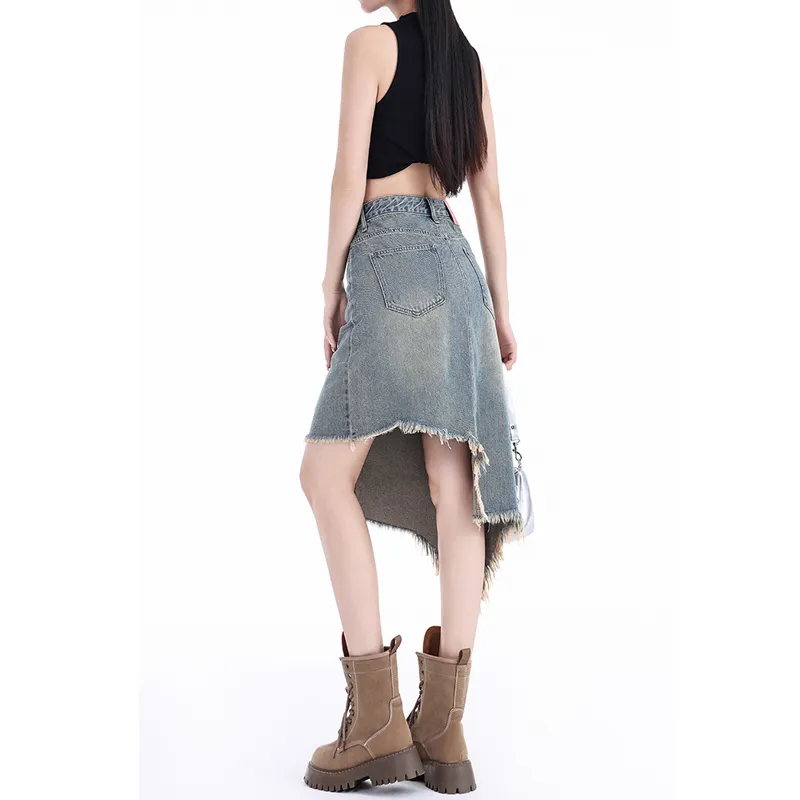Kele Coco Denim Short Skirts Women's Vintage Blue-2