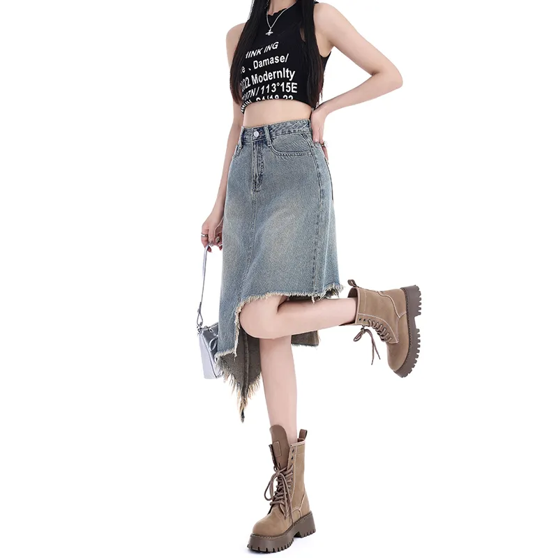 Kele Coco Denim Short Skirts Women's Vintage Blue-3