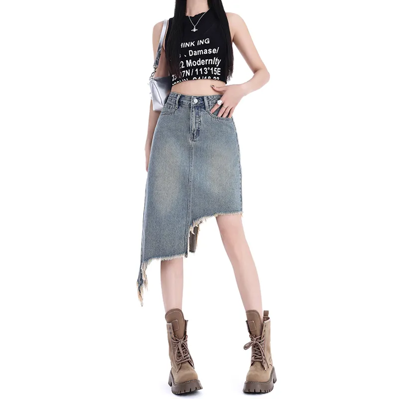 Kele Coco Denim Short Skirts Women's Vintage Blue-4