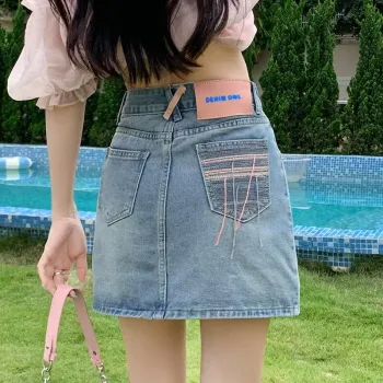 Kele Coco Denim Short Skirts Women's Blue