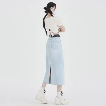 Kele Coco Denim Long Skirt Women's Light Blue