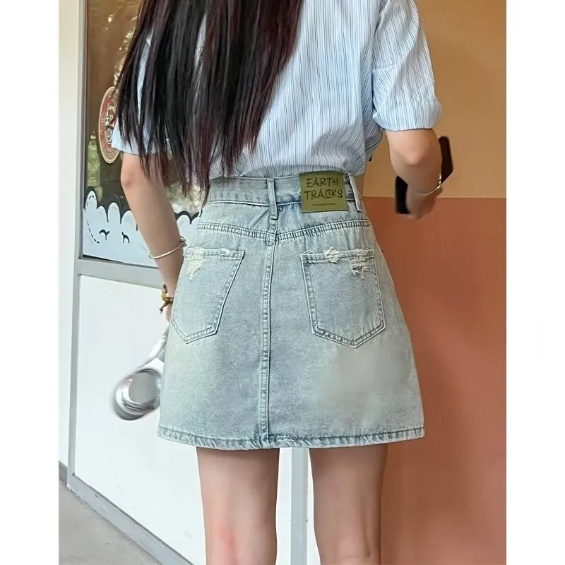 Kele Coco Denim Short Skirts Women's Light Blue-1