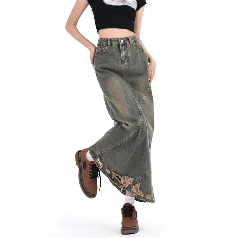Kele Coco Denim Long Skirt Women's Vintage Blue-2