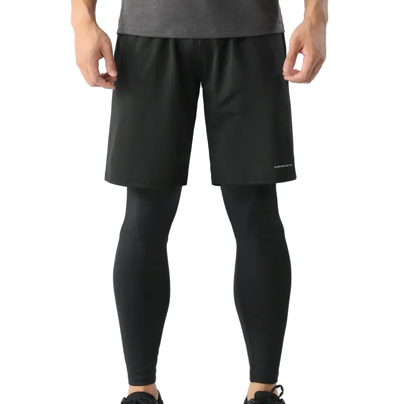 MESUCA Fitness Set Men's Set Black Heather Gray Top+Black Shorts+Black Pants-4