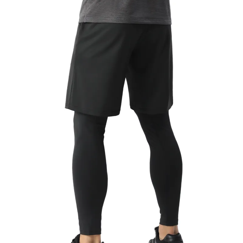 MESUCA Fitness Set Men's Set Black Heather Gray Top+Black Shorts+Black Pants-5