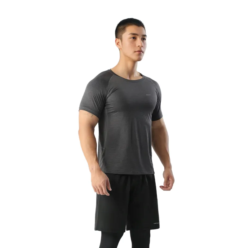 MESUCA Fitness Set Men's Set Black Heather Gray Top+Black Shorts+Black Pants-2
