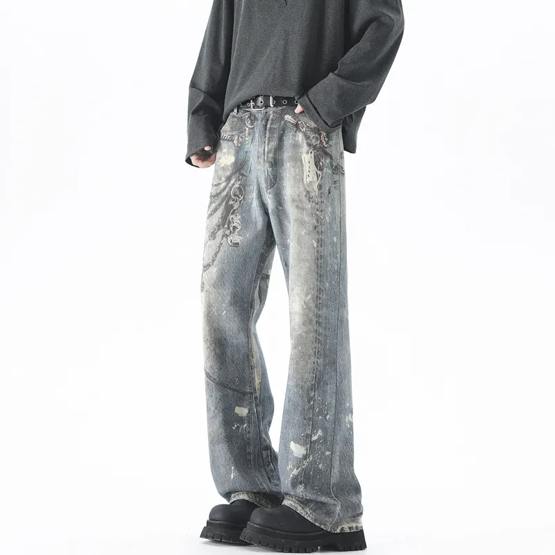 TOUHAOQINGNIAN Jeans Unisex Blue-2