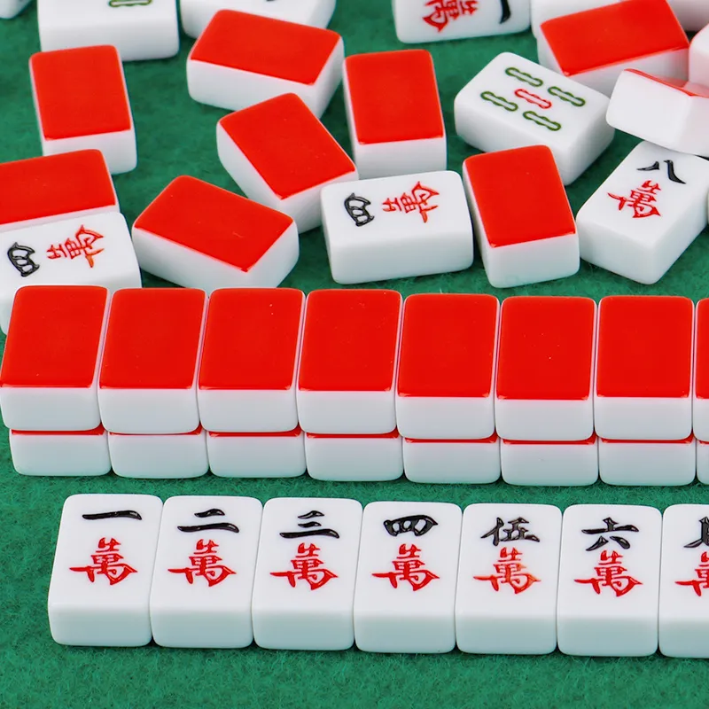 ZIHU Mini Travel Small Mahjong Size 24 Red Handmade Mini Mahjong Tiles Board Games-3