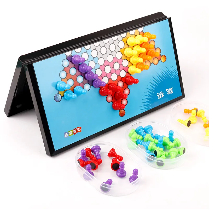 CHENGGONG Magnet Chinese Checkers Foldable Board Game With Magnetic Chess Pieces, Portable And Educational Board Games-2