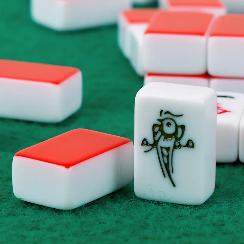 ZIHU Mini Travel Small Mahjong Size 24 Red Handmade Mini Mahjong Tiles Board Games-2