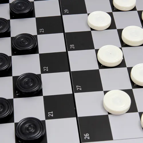 CHENGGONG International Checkers Foldable Board Game With Magnetic Chess Pieces, Portable And Educational Board Games