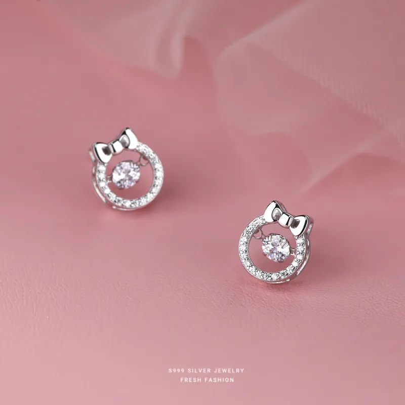 MONI JEWELLERY S999 Fine Silver Stud Earrings Women's-3
