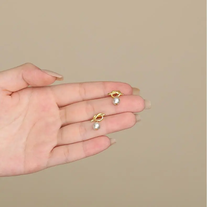 MONI JEWELLERY S925 Sterling Silver Shell Pearl Stud Earrings Women's-3