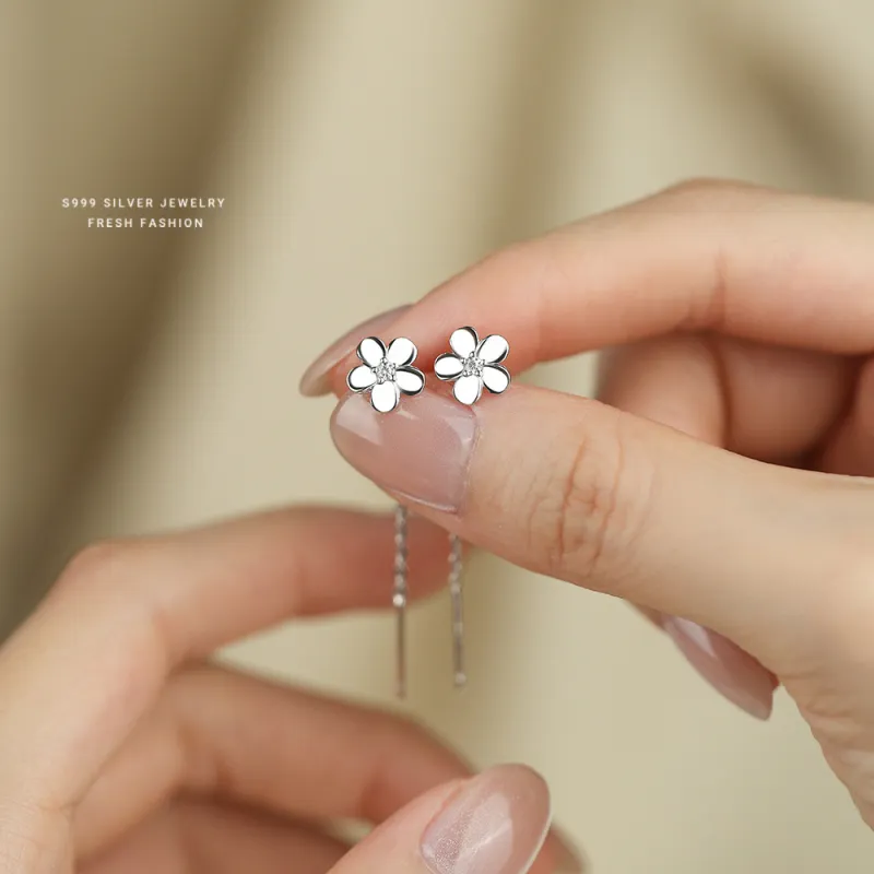 MONI JEWELLERY S999 Fine Silver Drop Earrings Women's-3