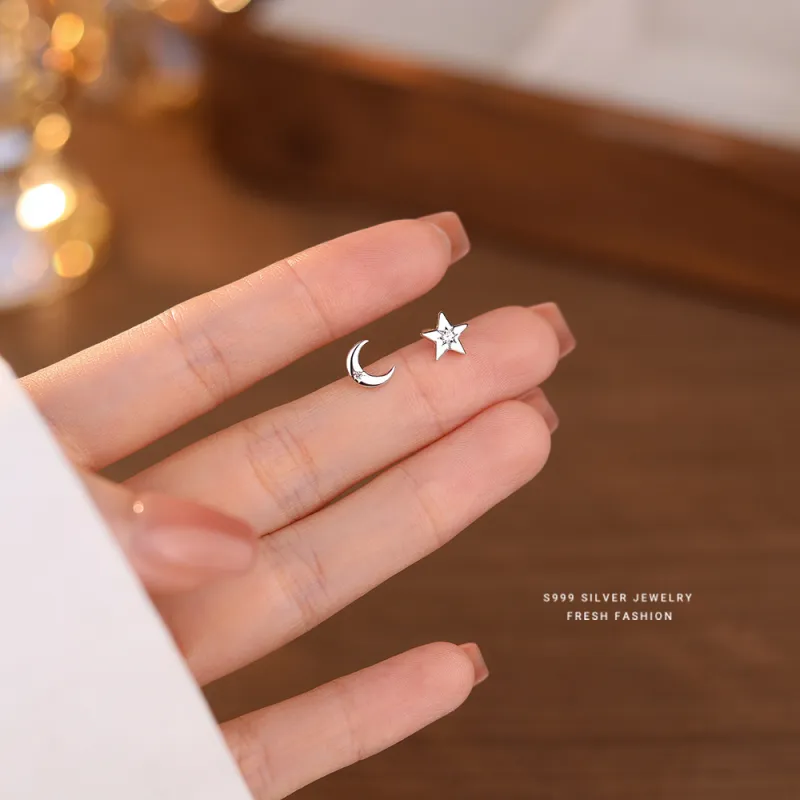 MONI JEWELLERY S999 Fine Silver Stud Earrings Women's-7