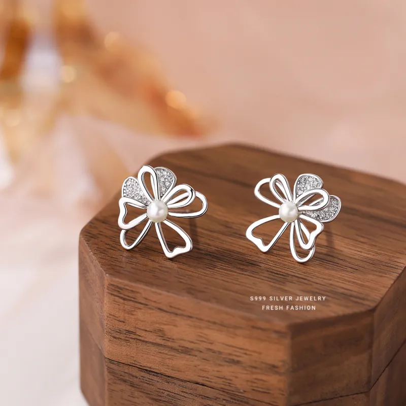 MONI JEWELLERY S999 Fine Silver Stud Earrings Women's-3