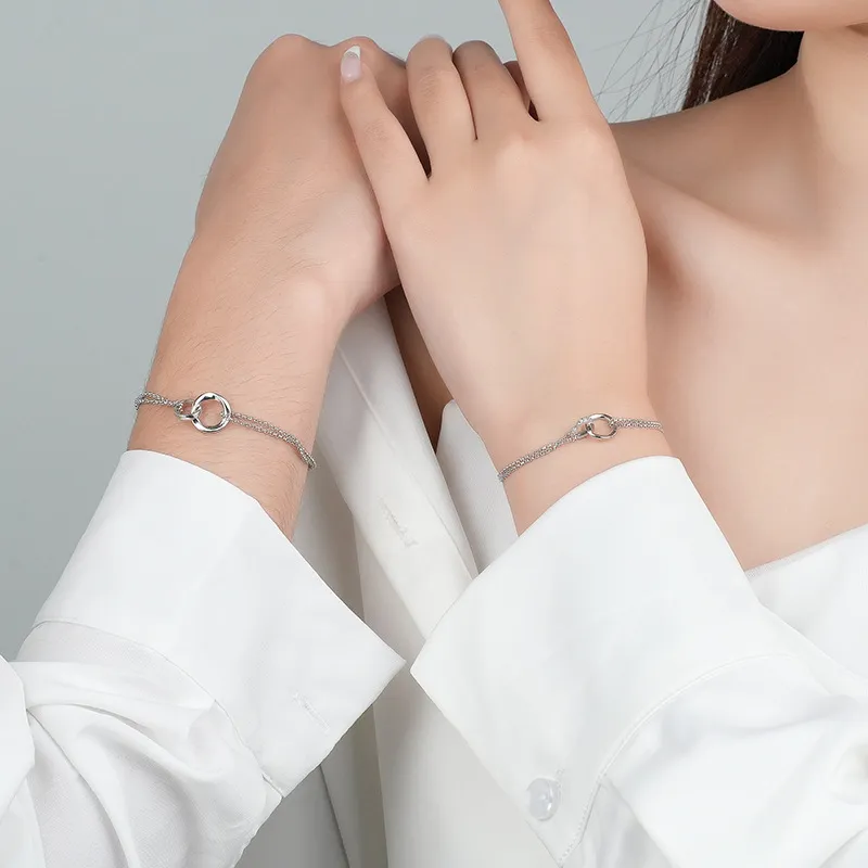 MONI JEWELLERY S925 Sterling Silver Korean Style Trendy Versatile Bracelet Unisex-2