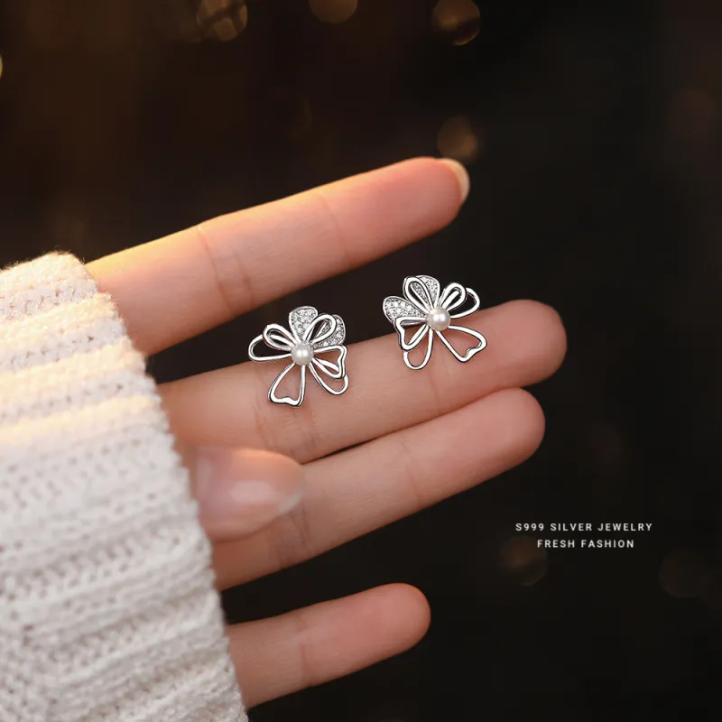 MONI JEWELLERY S999 Fine Silver Stud Earrings Women's-4