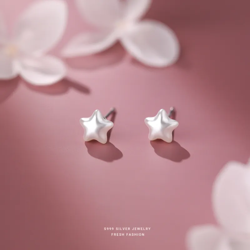 MONI JEWELLERY S999 Fine Silver Stud Earrings Women's-4