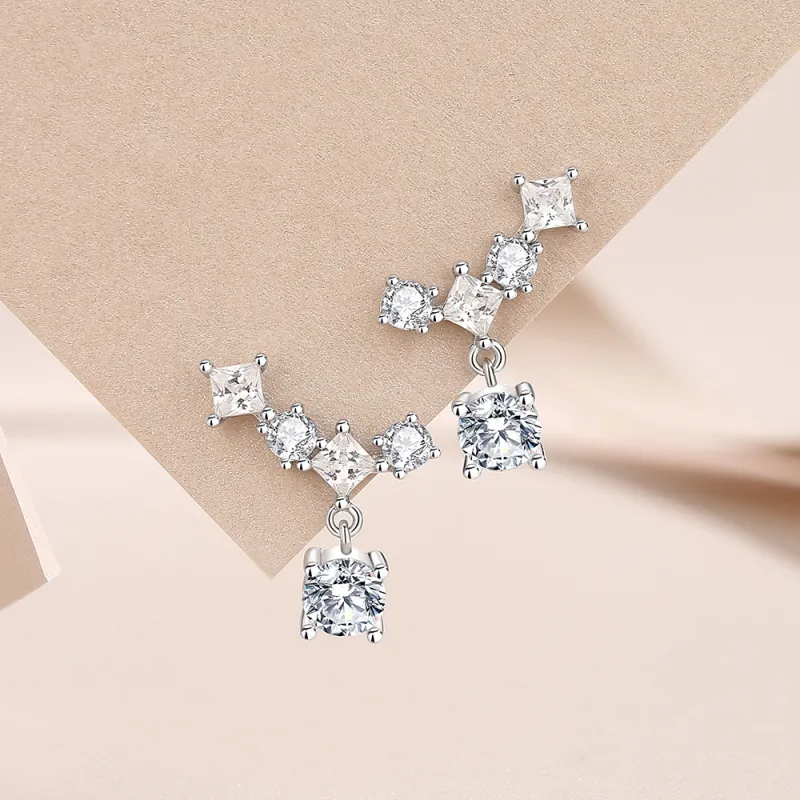 MONI JEWELLERY S925 Silver Advanced Trendy Versatile Elegant Gentle And Atmospheric Everyday Versatile Earrings Women's-3