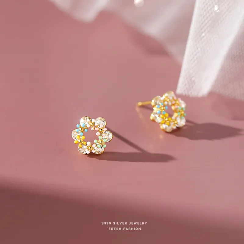MONI JEWELLERY S999 Fine Silver Stud Earrings Women's-5