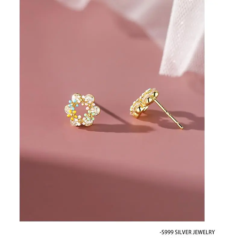 MONI JEWELLERY S999 Fine Silver Stud Earrings Women's-4