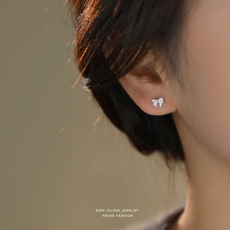 MONI JEWELLERY S999 Fine Silver Stud Earrings Women's-2