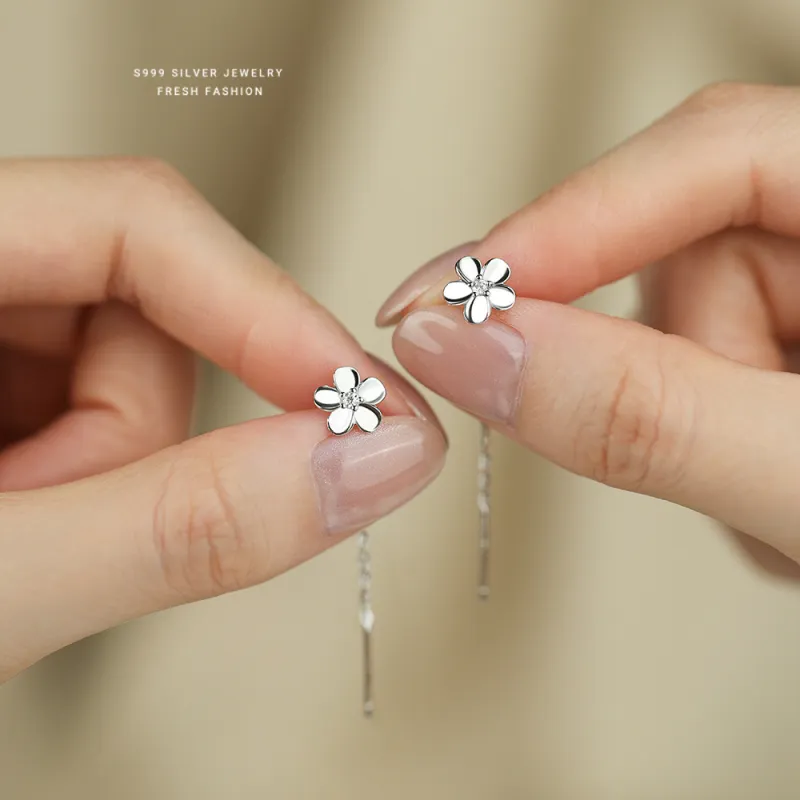 MONI JEWELLERY S999 Fine Silver Drop Earrings Women's-2