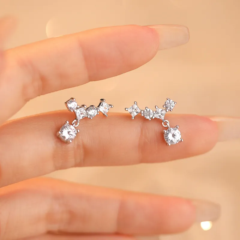MONI JEWELLERY S925 Silver Advanced Trendy Versatile Elegant Gentle And Atmospheric Everyday Versatile Earrings Women's-4