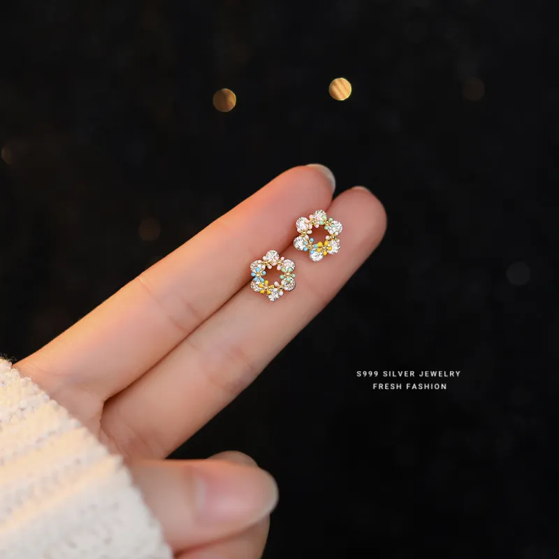 MONI JEWELLERY S999 Fine Silver Stud Earrings Women's-3