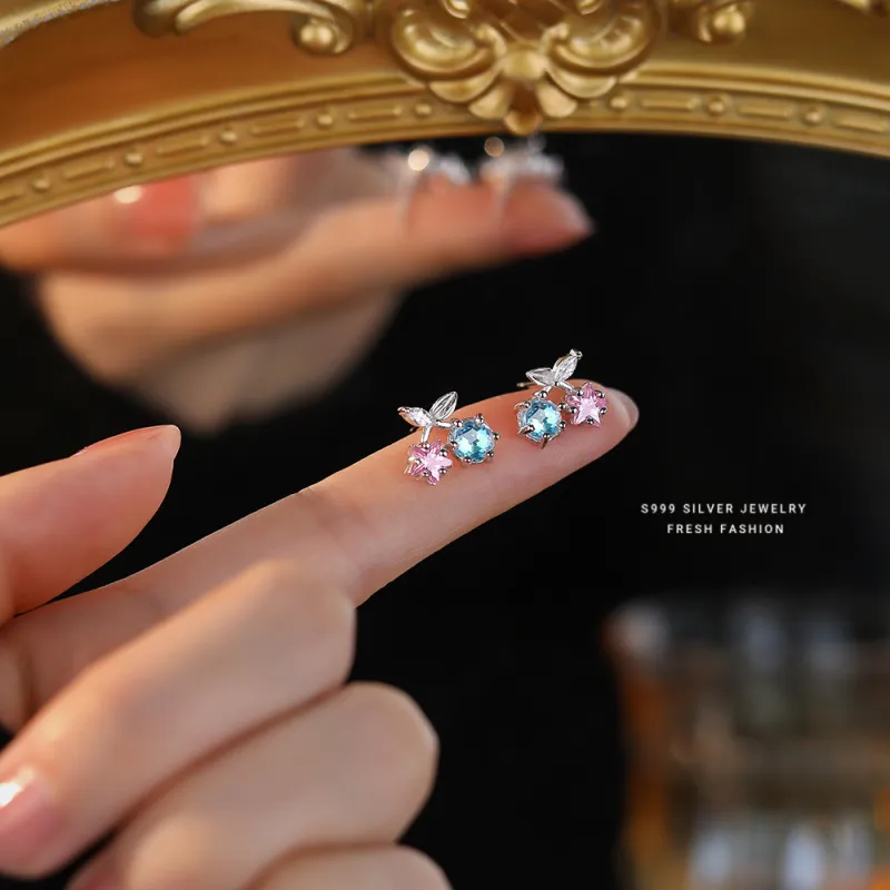 MONI JEWELLERY S999 Fine Silver Stud Earrings Women's-4