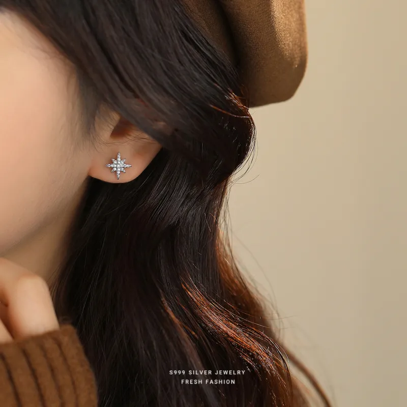 MONI JEWELLERY S999 Silver Stud Earrings Women's-2