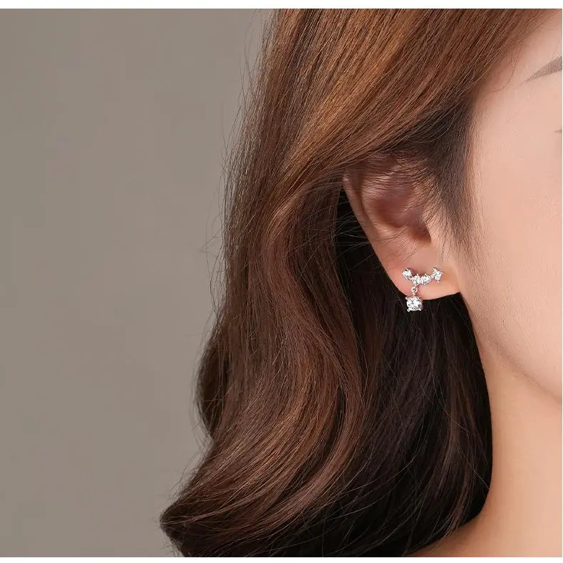 MONI JEWELLERY S925 Silver Advanced Trendy Versatile Elegant Gentle And Atmospheric Everyday Versatile Earrings Women's-2
