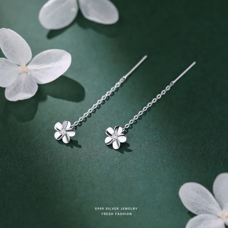 MONI JEWELLERY S999 Fine Silver Drop Earrings Women's-1