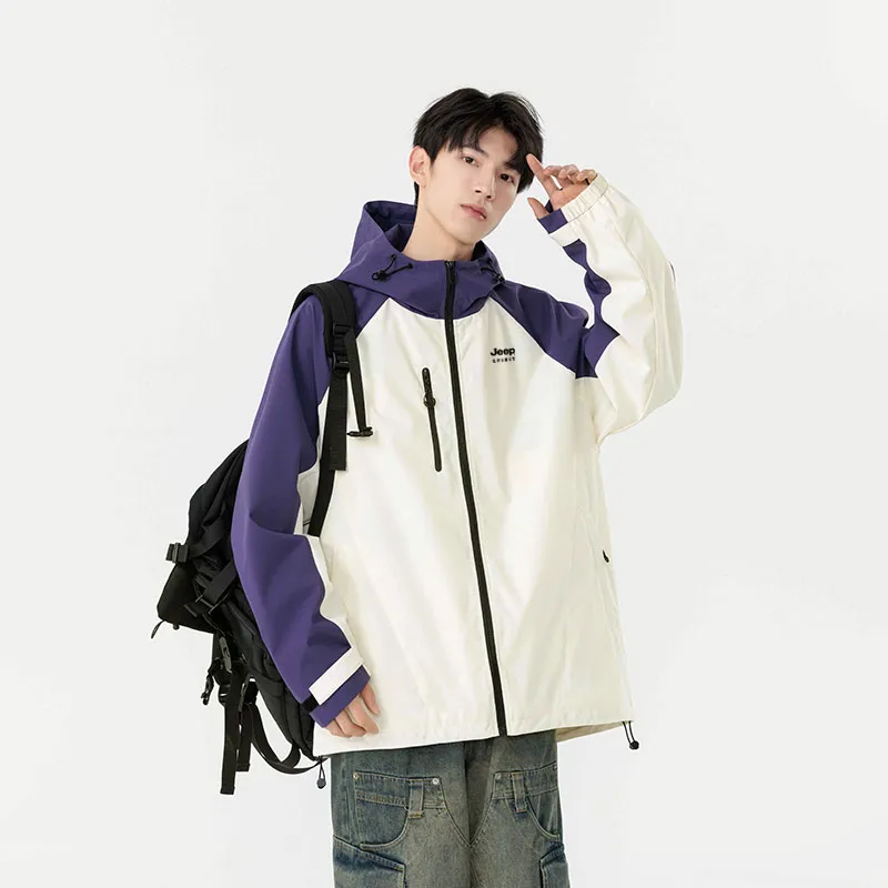 JEEP SPIRIT Outdoor Hiking Windproof Abrasion Resistant Thermal Windbreaker Jacket Unisex-2