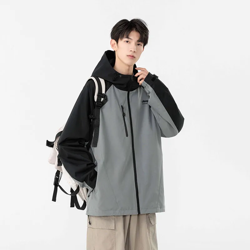 JEEP SPIRIT Outdoor Hiking Windproof Abrasion Resistant Thermal Windbreaker Jacket Unisex-11