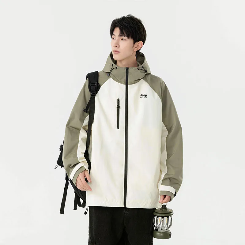 JEEP SPIRIT Outdoor Hiking Windproof Abrasion Resistant Thermal Windbreaker Jacket Unisex-7