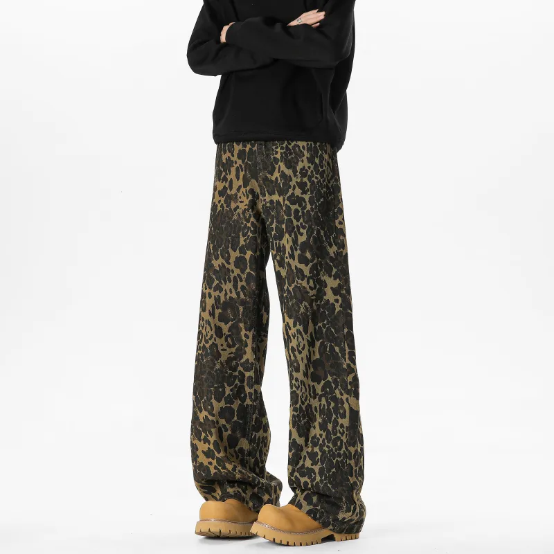 OKUS Jeans Unisex Leopard Print-2