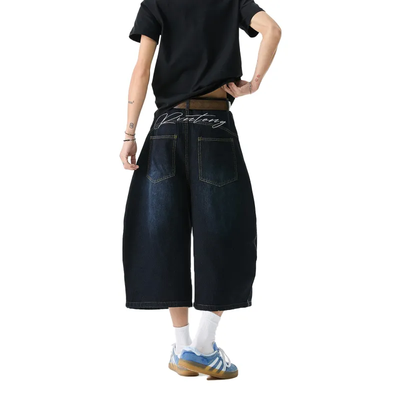 VESIBO Denim Shorts Unisex Washed Black-1