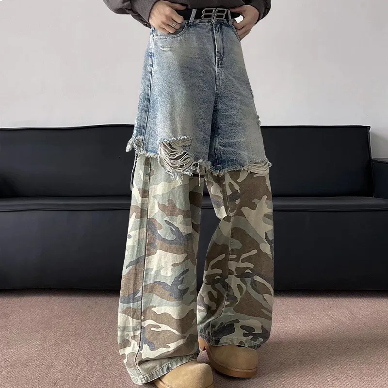 T IRA Jeans Unisex Blue & Camouflage-1
