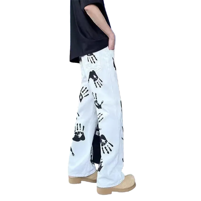 T IRA Jeans Unisex Palm White-2