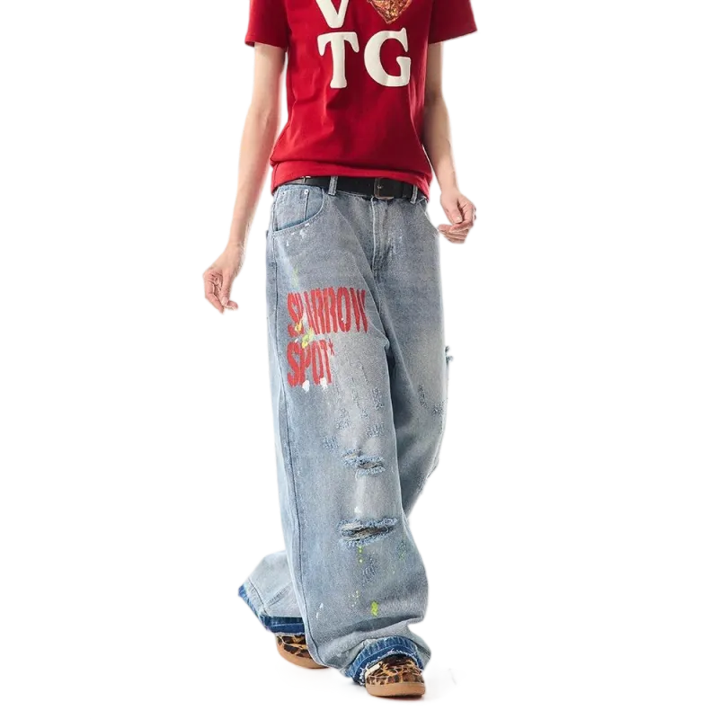 T IRA Jeans Unisex Ripped Blue-4
