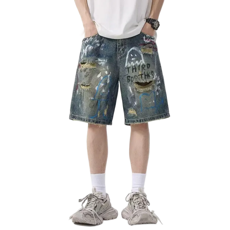 T IRA Denim Shorts Unisex Vintage Blue-2