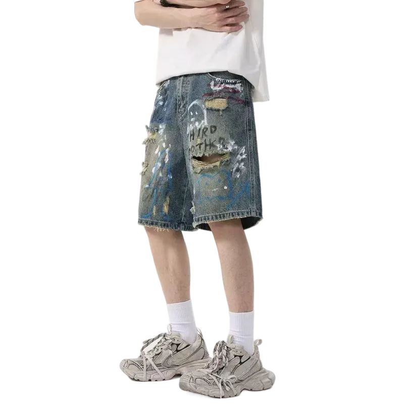 T IRA Denim Shorts Unisex Vintage Blue-4