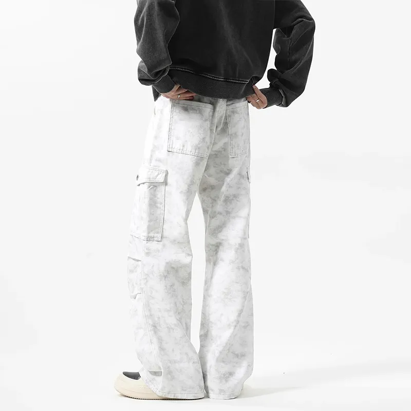 T IRA Jeans Unisex Marble White[Luxury Streetwear]-2
