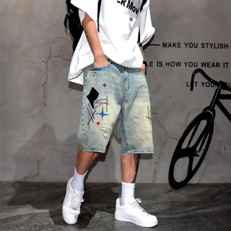 M MAICCO Denim Shorts Unisex Blue Single Item-8