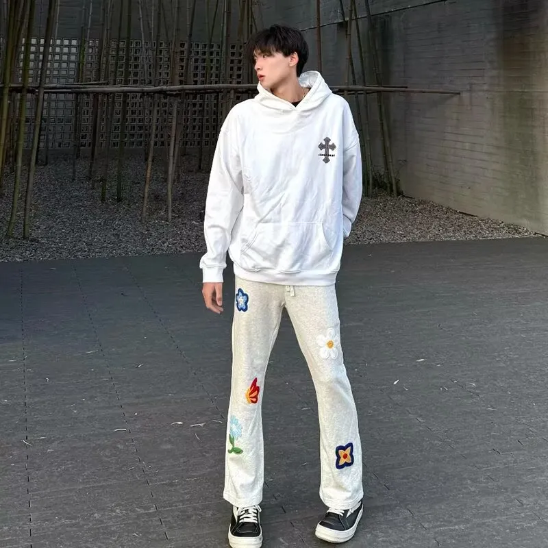 T IRA Knitted Sweatpants Unisex White Heather Gray-3