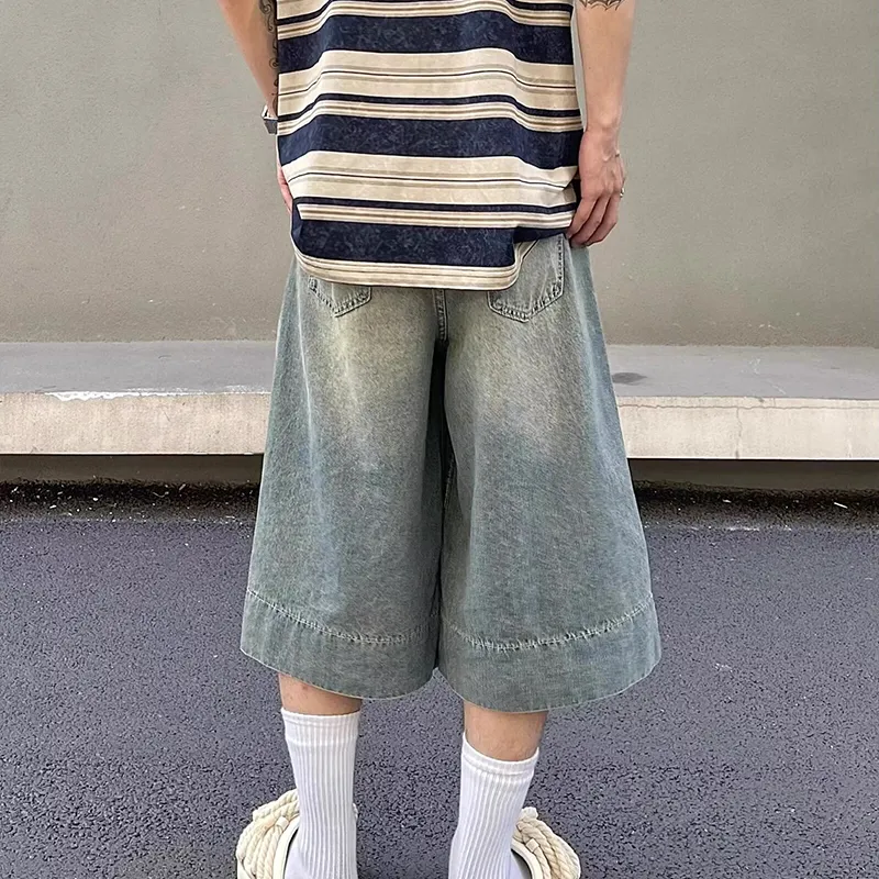 T IRA Denim Shorts Unisex Vintage Blue-3