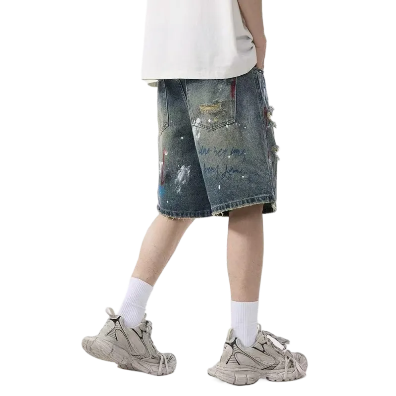 T IRA Denim Shorts Unisex Vintage Blue-5